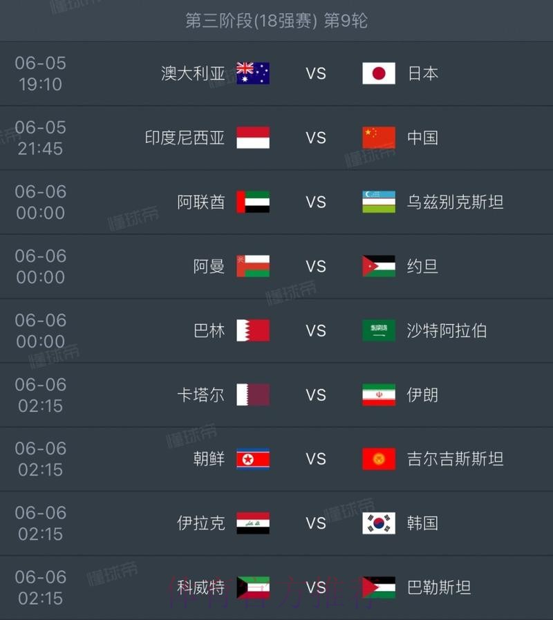 世界杯每日赛程更新